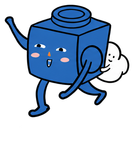 Blue Cubious character with a cloud