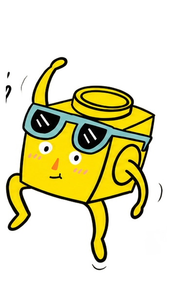 Yellow Cubious character wearing sunglasses